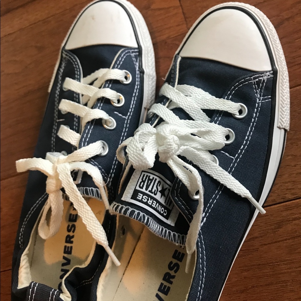 Dark navy and white converse